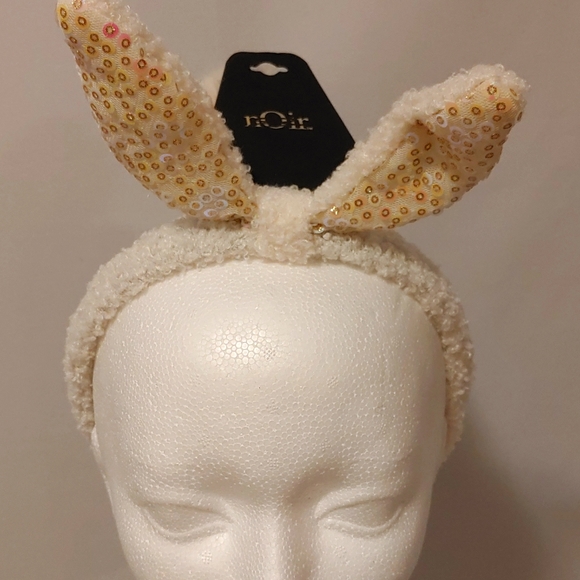 nOir bunny headband with hair tie - Picture 1 of 10